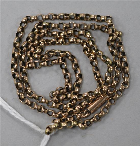 A 9ct gold belcher link necklace, 46cm.
